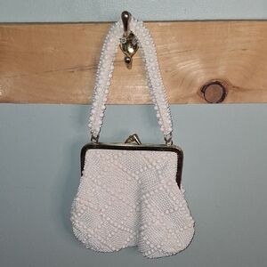 Elegant White Beaded Wristlet